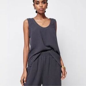 NWT! FAHERTY Dream Gauze Tank Washed Black XS